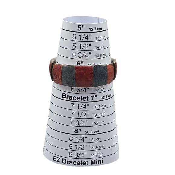 Vintage Handmade Red and Gray Inlay Cuff Bracelet Philippines - Picture 6 of 7